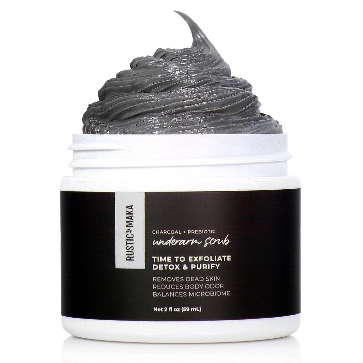 Charcoal Underarm Scrub | Exfoliating + Prebiotic | Rustic Maka ...