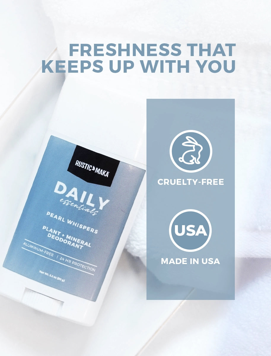 Rustic MAKA deodorant packaging with 'Cruelty-Free' and 'Made in USA' labels on a white background.