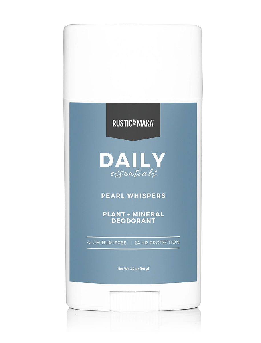 Deodorant stick with blue label on a white background